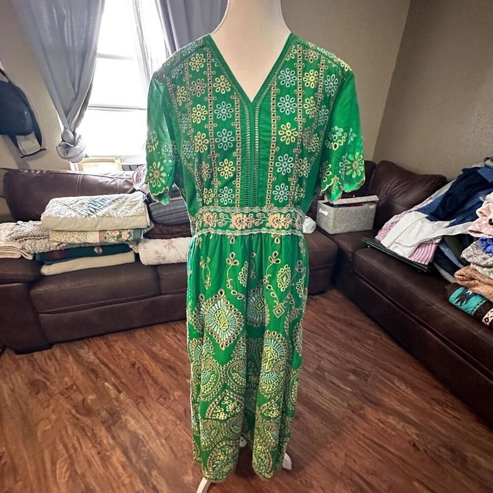 Unbranded Women's Green and Yellow Dress